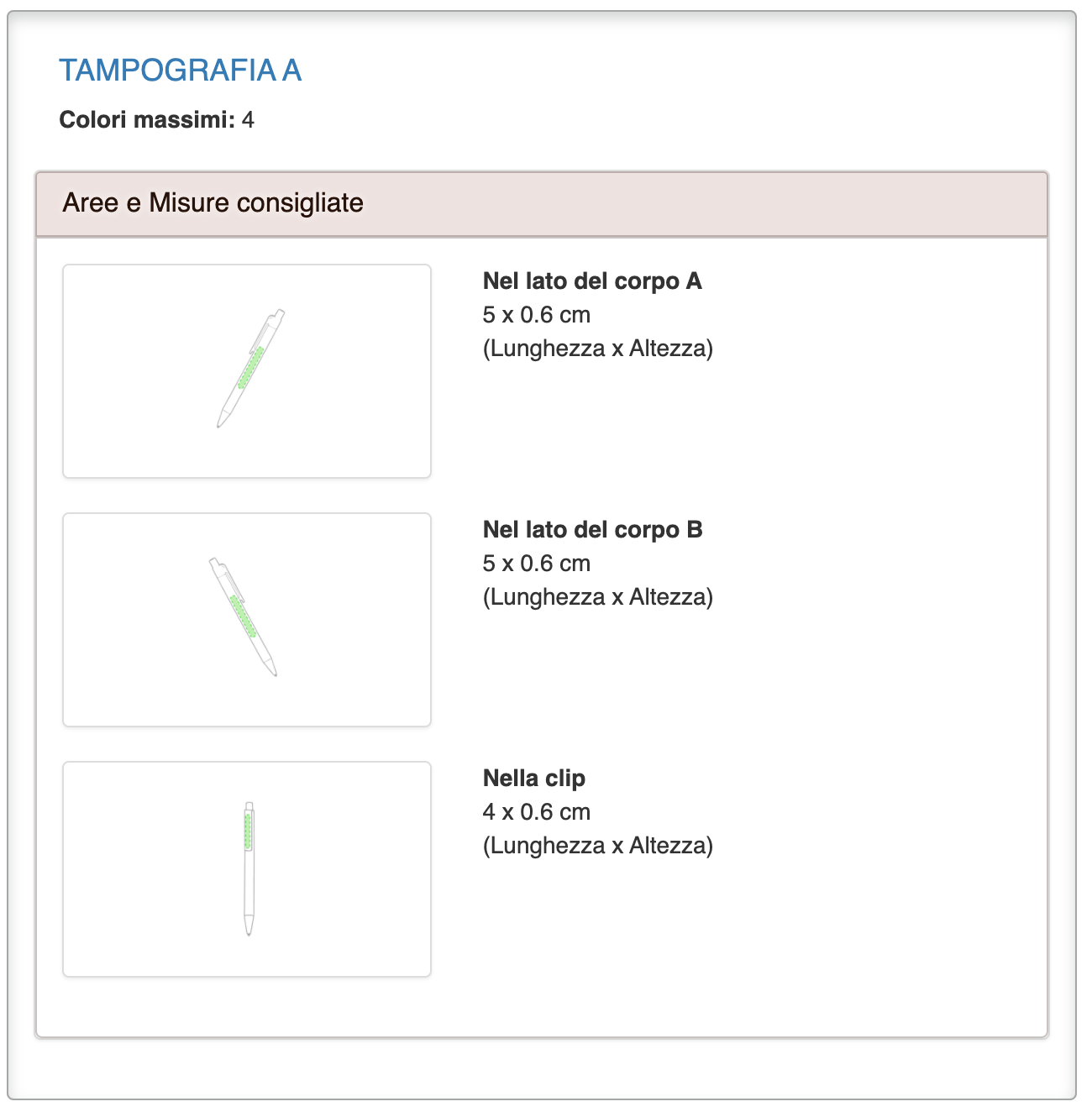 posizionamento di stampa Penne tampografia A
